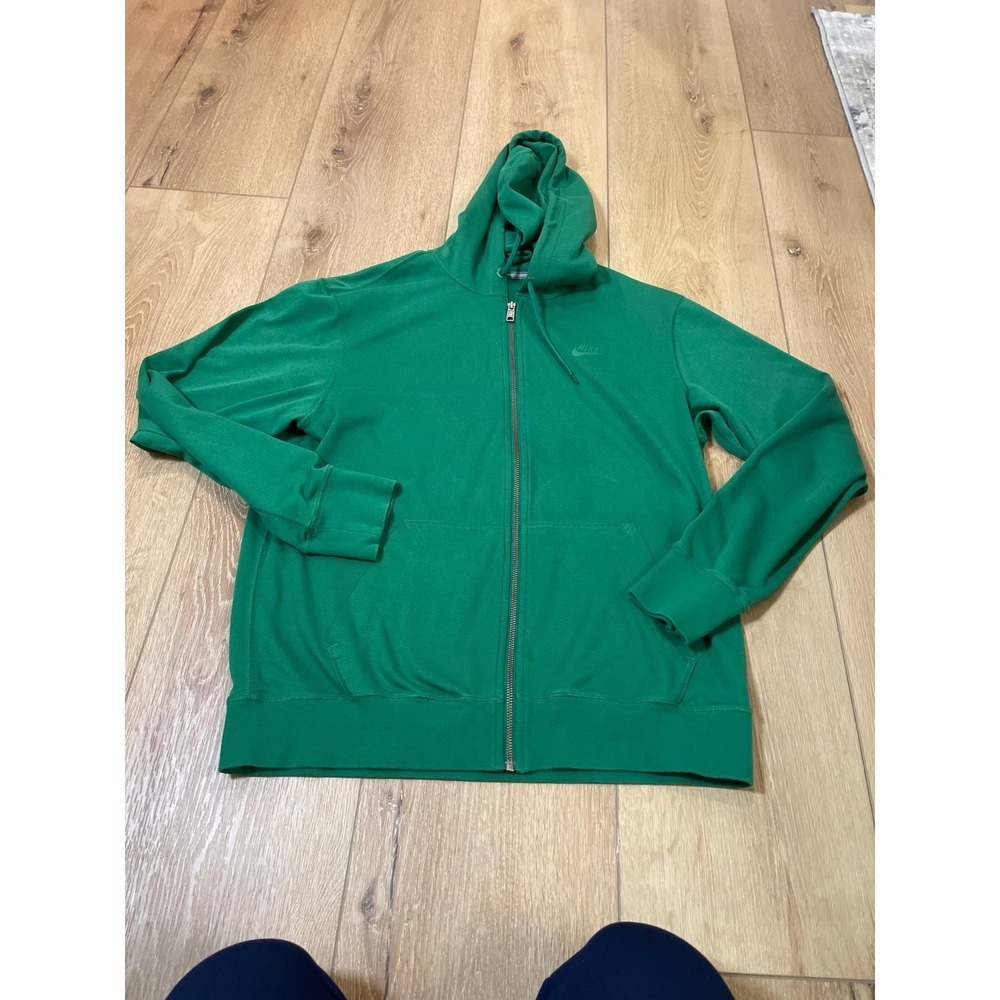 Nike Sportswear Mens Full Zip Hoodie Green Futura Logo Sweatshirt Medium